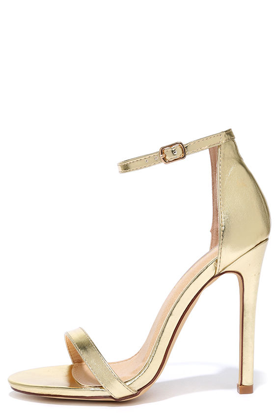 Sexy Gold Heels - High Heel Sandals - Metallic Single Sole Heels