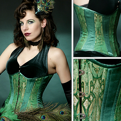 Emerald Green Brocade Slim Corset u2013 Lucy's Corsetry