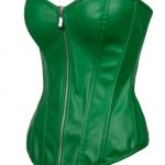 Factory price Zipper Green Leather Gothic Corset Dress Plus Size