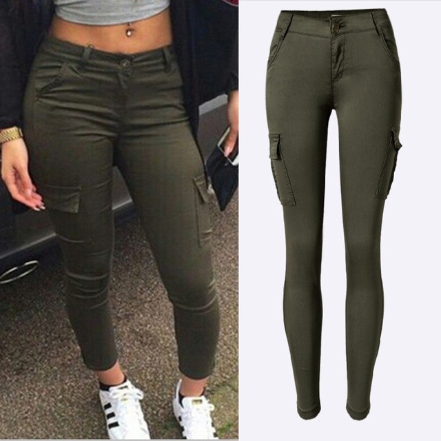 Fashion Army Green Jeans Women Sexy Low Rise Ladies Skinny Jeans