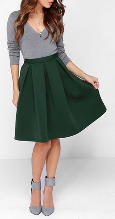 8 Best Dark Green Skirt images | Green skirts, Casual wear, Fashion