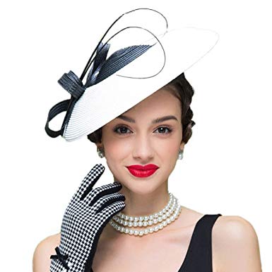 FADVES Fascinators Pillbox Hat Weddings Women Straw Fedora Vintage