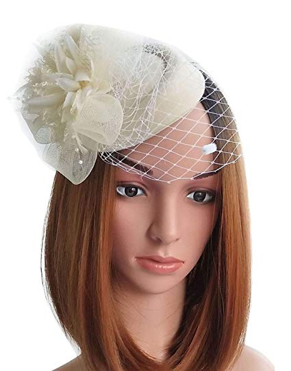 Fascinator Hats Pillbox Hat British Bowler Hat Flower Veil Wedding