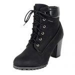 Amazon.com | KSC Womens Rugged Lace Up Stacked High Heel Ankle Boots