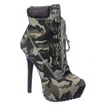Dollhouse Womens Tyrant camo platform high heel ankle boot | Shiekh
