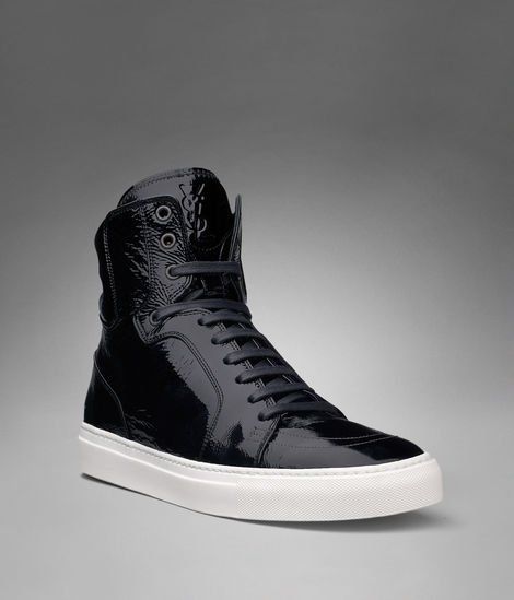 YSL Malibu High-top Sneaker in Black Patent Leather - Sneakers