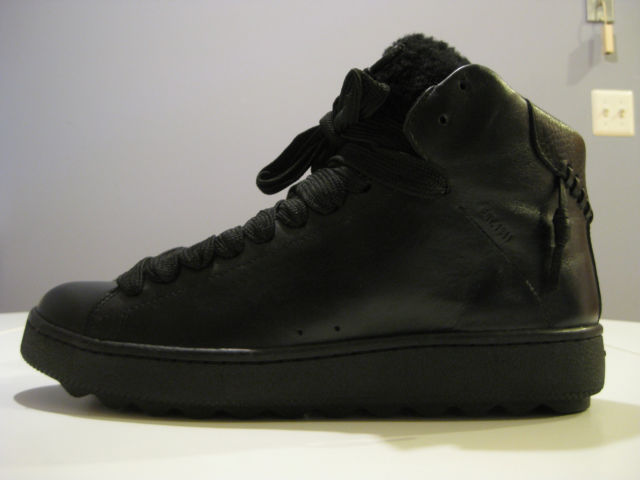 Coach Mens Shearling C201 Black High Top SNEAKERS Leather US Shoe