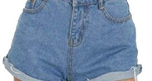 Haola Women's Juniors Vintage Denim High Waisted Folded Hem Jeans