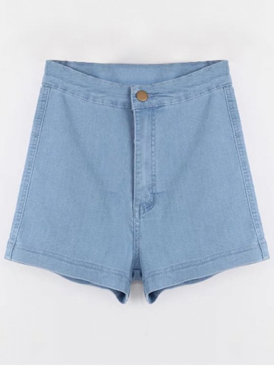 36% OFF] 2019 High Waisted Denim Shorts In LIGHT BLUE M | ZAFUL