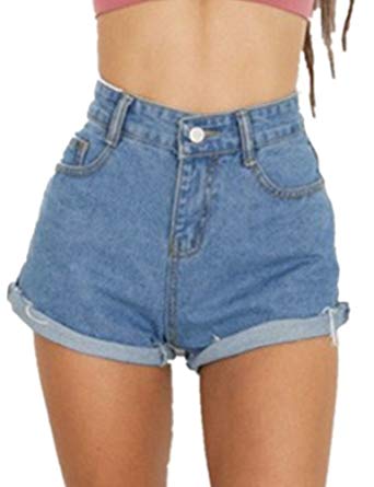 Make a perfect style with cool  high-waisted denim shorts