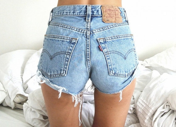 Light High Waisted Denim Shorts by KneeDeepDenim on Etsy