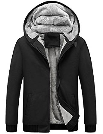 Yeokou Men's Winter Thicken Fleece Sherpa Lined Zipper Hoodie