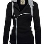 DJT Womens Oblique Zipper Slim Fit Hoodie Jacket at Amazon Women's