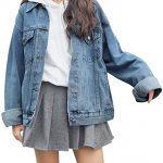 Women's Denim Jean Jacket Long Sleeve Slim Petite Outwear with