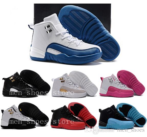 Kids 12 Shoes Children Basketball Shoes Boy Girl 12s OVO French Blue
