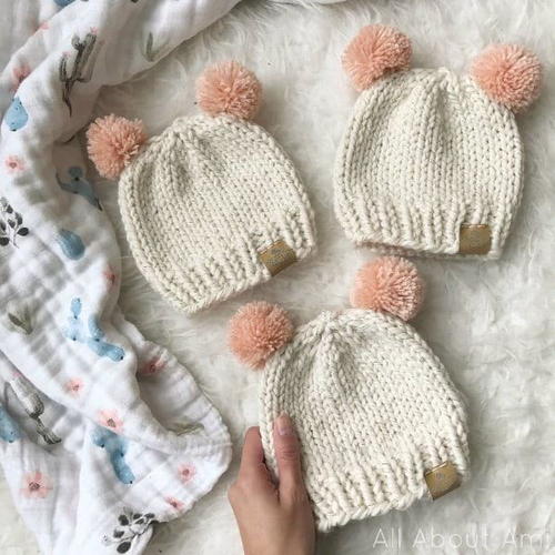 Comfy and warm knitted baby hats