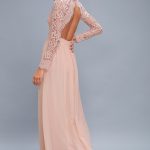 Lovely Blush Pink Dress - Lace Long Sleeve Maxi Dress