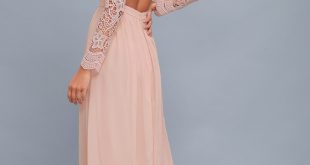 Lovely Blush Pink Dress - Lace Long Sleeve Maxi Dress