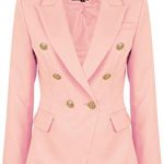 Womens Double Breasted Military Style Blazer Ladies Coat Jacket at