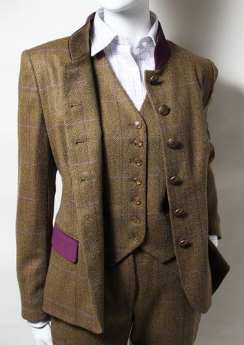 Ladies Tweed Suit & Waistcoat. I love the splash of colour on the
