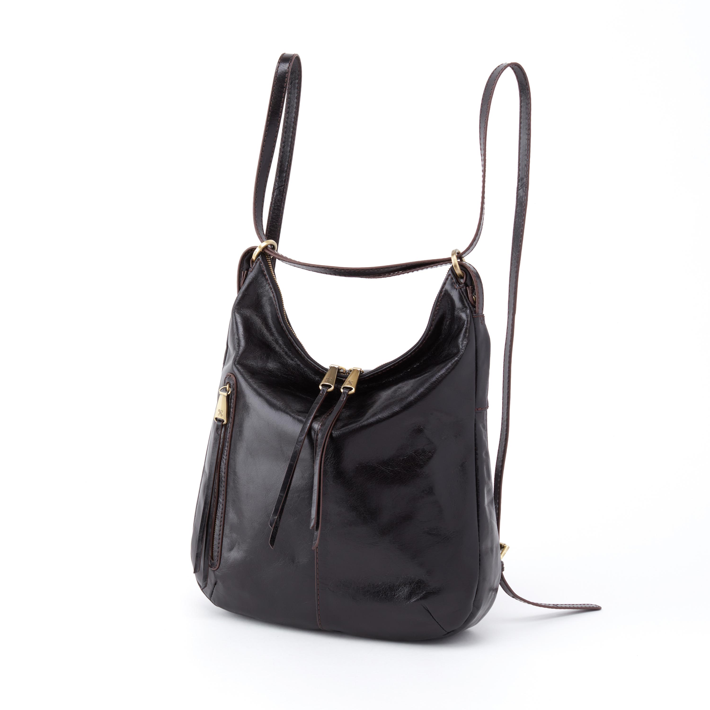 Merrin Black Leather Backpack & Shoulder Bag For Women - Hobo Bags