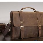 Premium Crazy Horse Leather Vintage Laptop Bag in Unisex Dark Brown