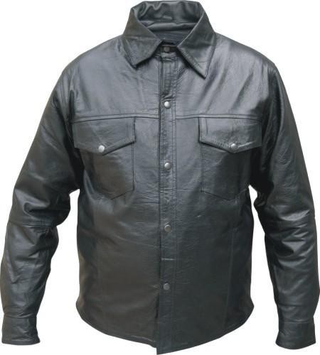 Mens Western Style Long Sleeve Leather Shirt - Motorcycle Gear