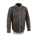 Distressed Gray Milwaukee Leather Shirts - Lightweight Riding Shirt