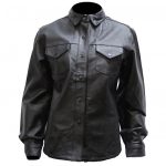 Ladies Button Snap Leather Shirt WLSJ24 u2013 Leather Supreme
