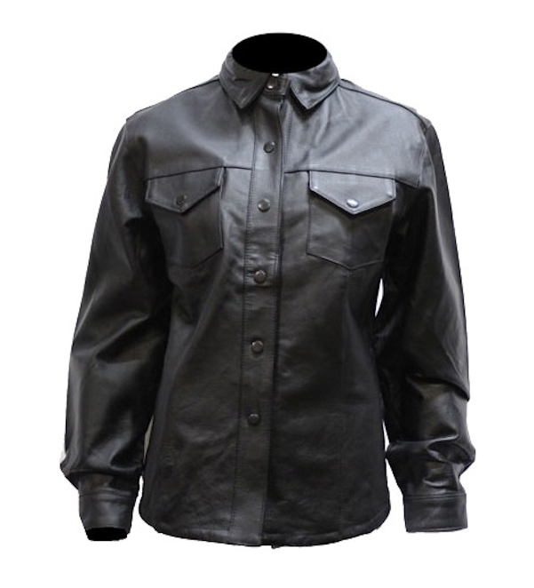 Ladies Button Snap Leather Shirt WLSJ24 u2013 Leather Supreme