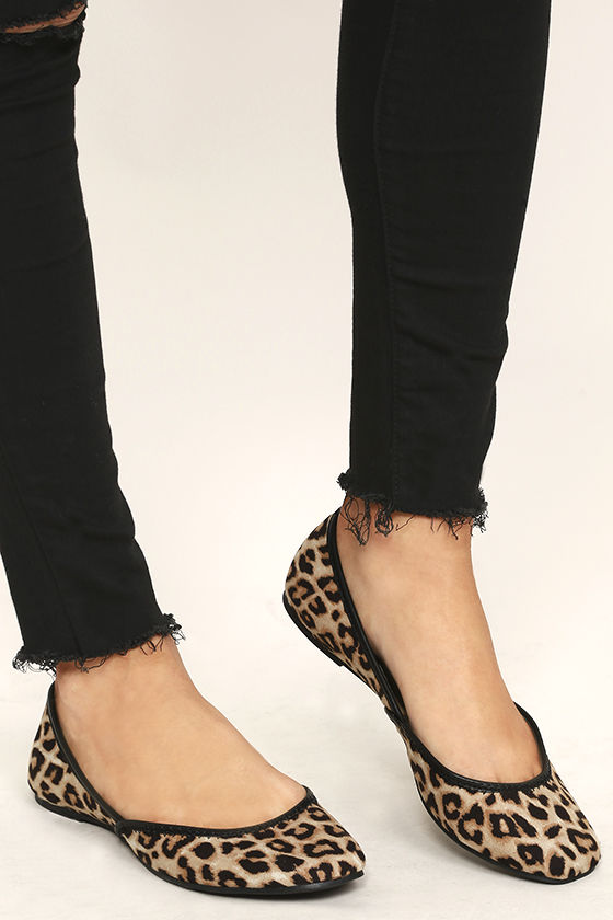 Cute Leopard Flats - Vegan Suede Flats - Ballet Flats - $16.00