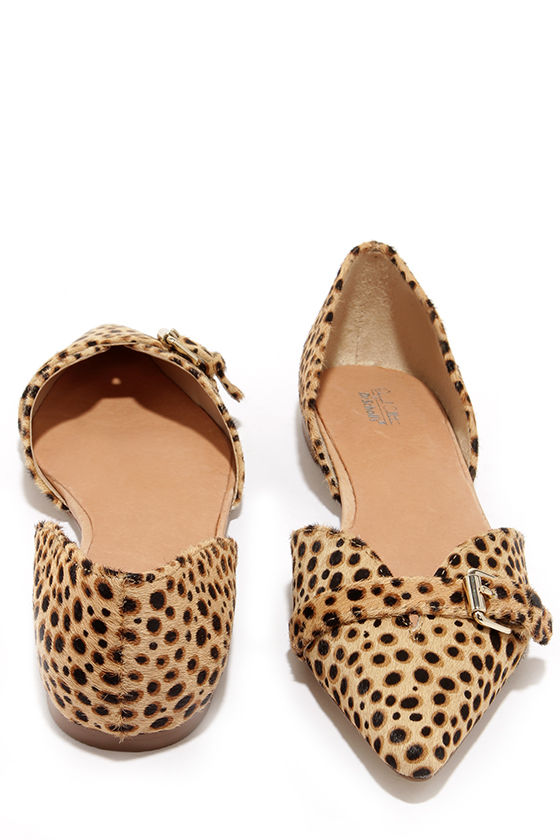 Cute Leopard Flats - Pony Fur Flats - Pointed Flats - $88.00