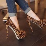 2015 new fashion cool leopard high heels women shoes girls cheetah