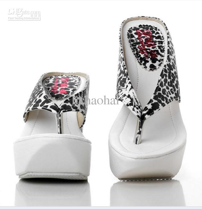 Girl Sandals Boots / Leopard Print High Heel Women Waterproof Wedge