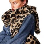 CALOLEYNG Women Winter Leopard Scarf Cashmere Feel Pashmina Shawls