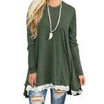 Women's Lace Long Sleeve Scoop Neck Tunic Tops Blouse Shirts for