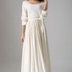 White maxi dress wedding dress bridesmaid dress long sleeve | Etsy