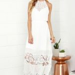 Ivory Dress - Maxi Dress - Lace Dress - Halter Dress - White Dress