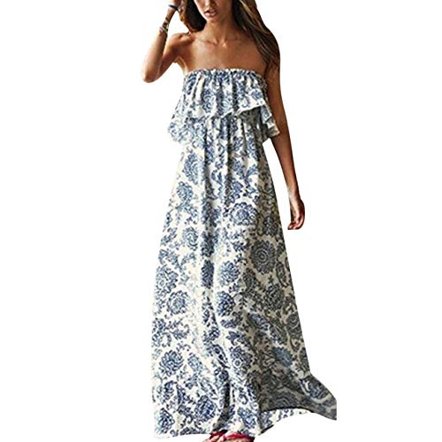 Women's Blue and White Maxi Dress: Amazon.com