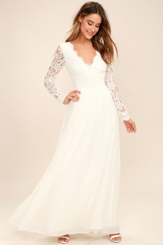Adorable long white maxi dress for women