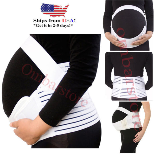 White Maternity Support Belt Pregnancy Belly Band Back Brace Waist