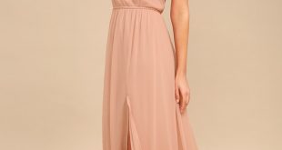 Elegant Blush Maxi Dress - Short Sleeve Maxi Dress