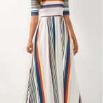 Stripe Print White High Waist Maxi Dress | Rotita.com - USD $33.66