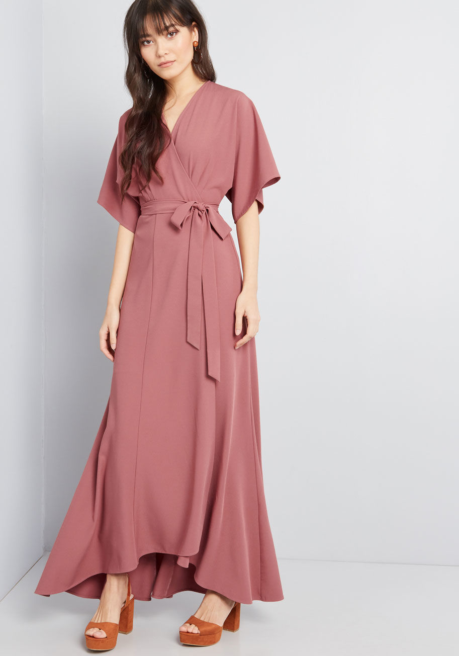 Everlasting Impression Maxi Wrap Dress Rose | ModCloth