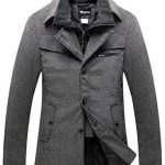 Wantdo Men's Wool Blend Pea Coat Windproof Thick Winter Jacket with
