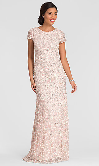 Long Pink Mother-of-the-Bride Adrianna Papell Dress
