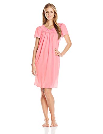 Miss Elaine Tricot Nightgown, Short Sleep Dress with Comfortable