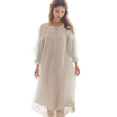 Women's Victorian Nightgown Vintage Sleepwear Lace Chemise Lounge