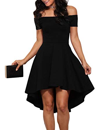 LOSRLY Womens Off The Shoulder Skater High Low Homecoming Party