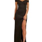 ZKESS Women's Off The Shoulder One Sleeve Slit Maxi Party Prom Dress